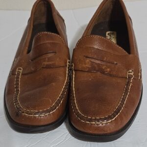Earth Brown Leather Penny Loafers Moccasin Flats